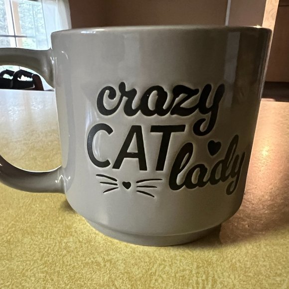 Dark Gray "Crazy Cat Lover" Ceramic Mug - Whiskers & Hearts - Picture 2 of 4